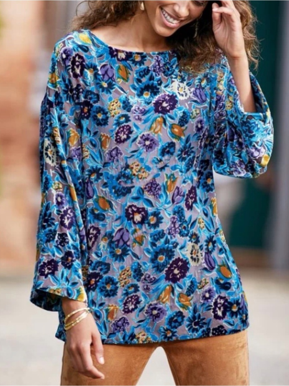 Soft Surroundings Floral Boatneck Women’s Top